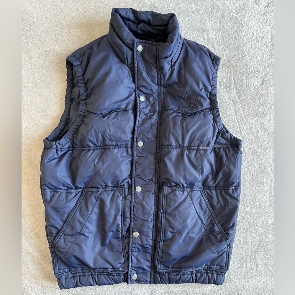 Defry01 Mens Puffer Vest Navy Full Zip Size Medium